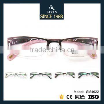 Fashion Design Metal Half-Rim Glasses Frame Women Hollow Pink/Gunmental/Silver/Bronze/Black Frame SM4022 photo-3