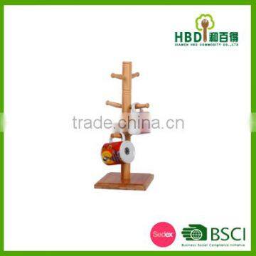 Wooden/ Bamboo Mug Tree Holder With Coasters /bamboo Cup Holder