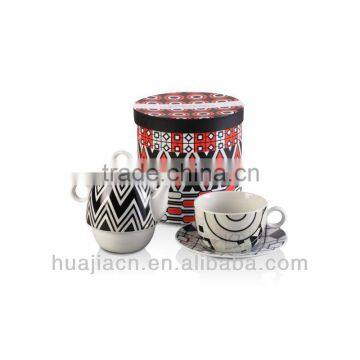 HJCF006-271 red color design transparent ceramic cup with lid