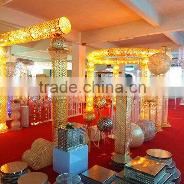 Best Sale Indian Style Mandap , Gold Crystal Bead Wedding Mandap for Sale photo-6