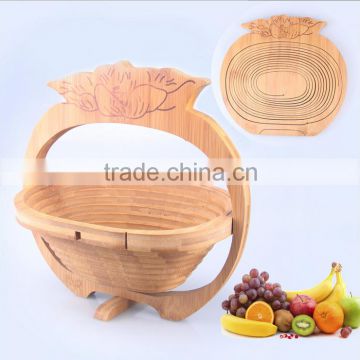 Funky Big Bamboo Wood Collapsible Fruit and Bread Rack Floding Basket Bowl