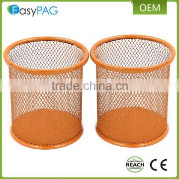 EasyPAG 2 Pcs 3.5 inch Round Metal Mesh Steel Pen Pencil Holder