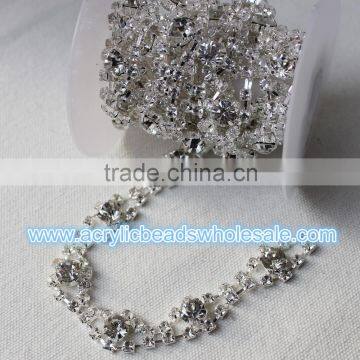 5 Yards 16mm Width DIY Sew On Silver Gold BaseTrim Strass Crystal Cup Chains Crystal Rhinestone