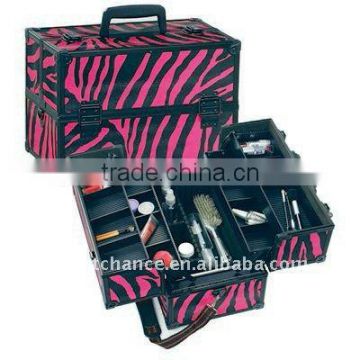 ALUMINUM MAKEUP COSMETIC TRAIN STORAGE CASE WITH TIERS AND LOCK AND KEY(XY-250)