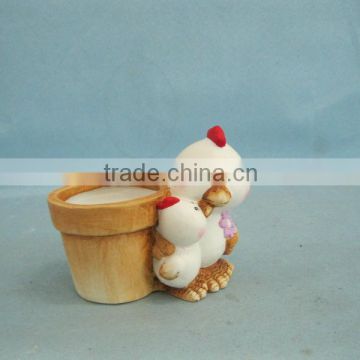 terracotta chicken flower pot