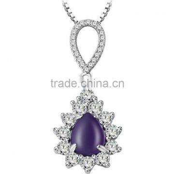 925 sterling silver natural real shining zircon newest modern amethyst pendant