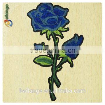 blue rose applique fashion motif embroidered patches for jeans decoration