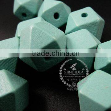 20*20*20mm Painted Color Green Wood Beads Polyhedron Beads DIY Findings Supplies 3000051 photo-3