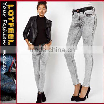 Super Skinny Grey Acid Wash Jean for women (LOTX128)