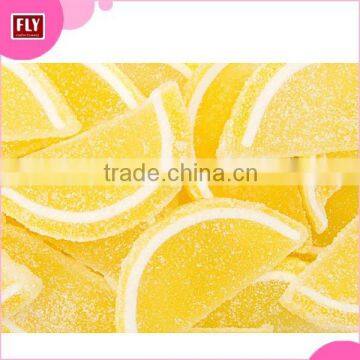 Hot Sale Bulk Packaging Lemon Candy , Fruit Flavor Slice Sugar Coated Jelly Candy