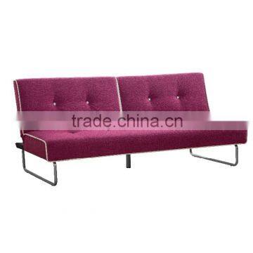 Living Room or Hotel Use Simple Style Fabric Purple Folding Sofa Bed With Metal Leg