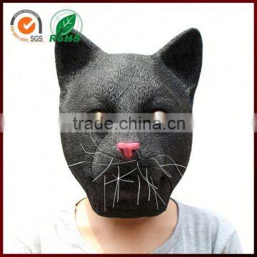 Halloween Adults Costume Animal Black Cat Full Face Head Latex Mask