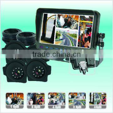 Reverse camera for bus with 7 inch TFT LCD monitor + 4 CCD camera + 15M extension cable