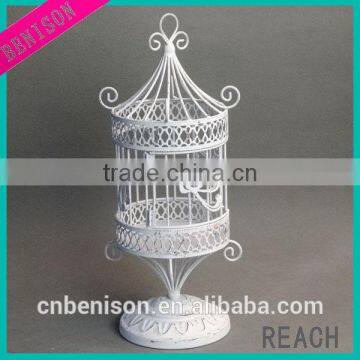 antique white garden decorative hanging metal birdcage candle holder