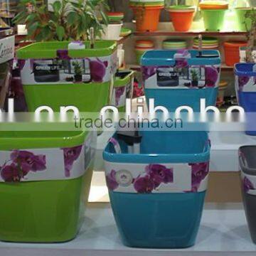 Square flower pots,plastic urns for flowers,colorful plastic flower pots