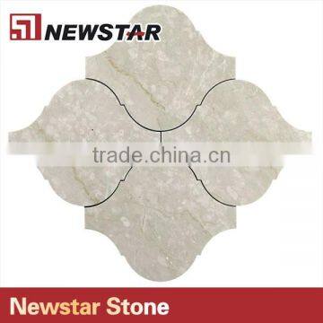 Newstar Crema Beige Arabesque Marble Lantern Brown Stone Tile Backsplash photo-5