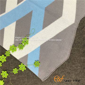 High-quality Cotton Thick Lines Jacquard Knitted Blanket photo-4