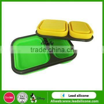 Food Grade Compartment Silicone Collapsible Lunch Box With Lid photo-5