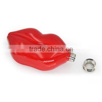 5 oz Red Lips Stainless Steel Hip Flask photo-4