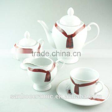 stock cheap hot sale 17pcs porcelain tea set with gift packing