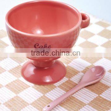 ceramic ice cream bowl with spoon