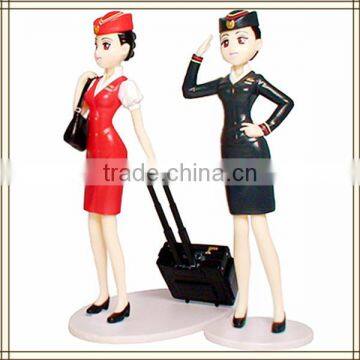 2014 Hot sale top quality modern beautiful plastic vivid airline stewardess toy, sex girl cartoon figurine