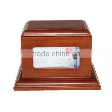 Popular solid wood pet urn with photo frame for cremation wholesale