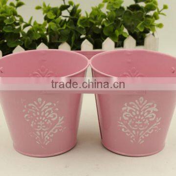Connected Double Colourful Cartoon Style Metal Flower Bucket /planter/pot With Handle photo-3
