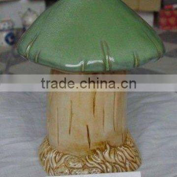 Porcelain mushroom decor green color handmade