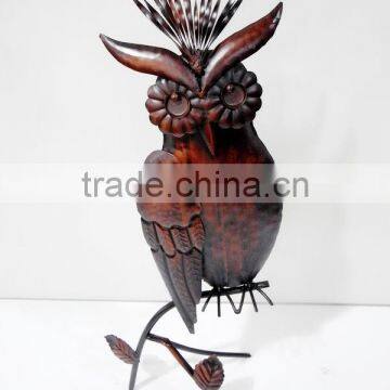 Shinning antique metal owl ornament decoration