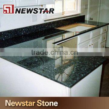 Fabricated hotel project polished emerald blue granite countertop newstar