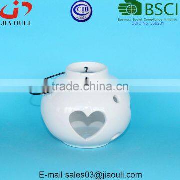 Ball shape Indoor & outdoor Hurricane Lantern white Ceramic Tealight Lantern