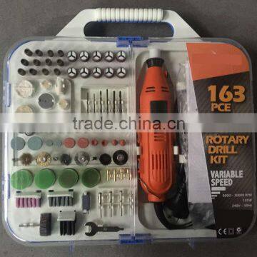 163pcs 135W Portable Hobby Grinder Accessory Set with Flex Shaft Handheld Electric Mini Rotary Tools Kit