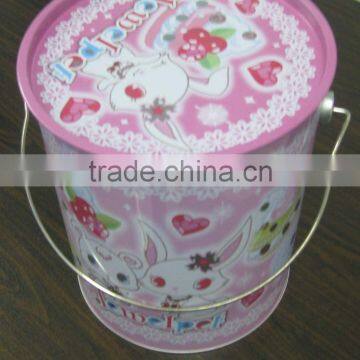 Big Round Bucket with Handle, Metal Food Bucket