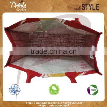 PP Laminated Jute Tote Bag With Padded Rope Handle With Three Color Front & Back Print photo-5