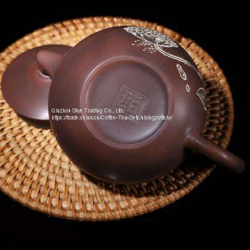 Nixing Pottery Fishes Play With Lotuses Teapot Family Use Tea Pot Chinese Pure Handmade Ceramic Teapot photo-3