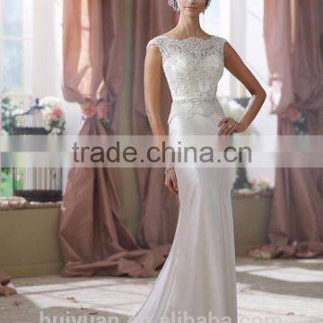 Real Cap Sleeve Lace Satin Sharara Wedding Dress photo-2