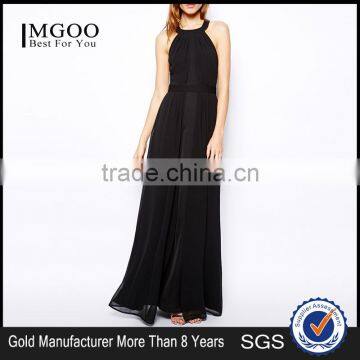 MGOO 2015 Hot Selling New Design OEM Halther Maxi Dress Two Layers Chiffon Long Dress Fashion Women Evening Dress photo-4