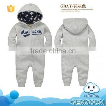 2015 wholesale baby products organic baby clothes multicolor winter thickening fashion baby hooded romper with good zipper