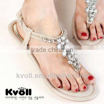 Contracted joker and low heel clip toe sandals with set auger