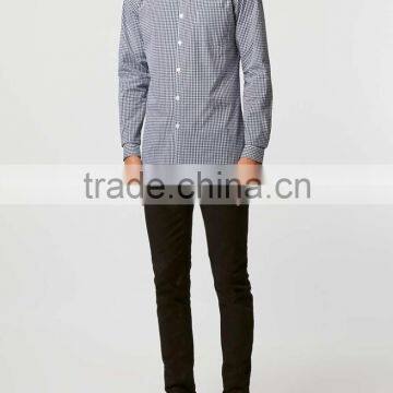 Navy Check Button Down Long Sleeve Smart Shirt photo-4