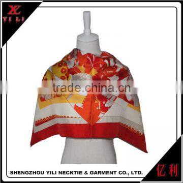 100% silk printing square 90*90 customize for lady scarf