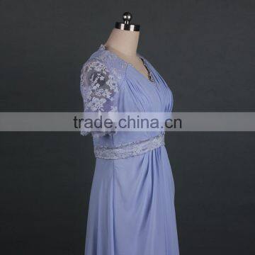 Lace Appliqued Purple Floor-Length Evening Dress