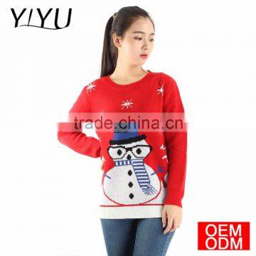 2017 christmas jumper Factory price cute snowman christmans sweater for woman