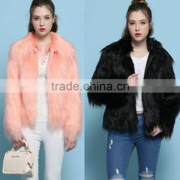 2017 United States style autumn and winter square collar floating fur fashion jacket coat fur coat