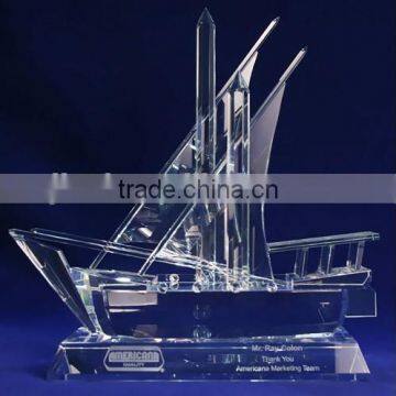 Islamic Ramadan Gift Crystal Arab Dhow With Logo and Text Engraved Free JC-D03