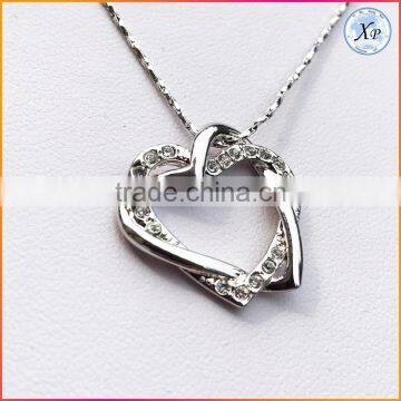 heart pendant 14k plated silver new design fashion glass necklace