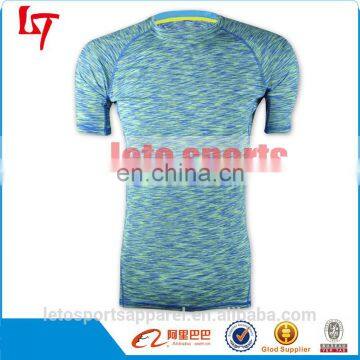 Men Cotton Compression Crew Neck Tee Top 95% Cotton 5% Spandex Men Gym Wear Fitness Tank Top Cotton Compression Shirt