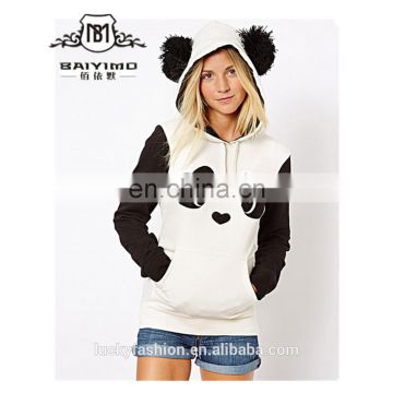 2017 Baiyimo High Quality Bulk Warm Women Lovely Panda Casual Hoodies