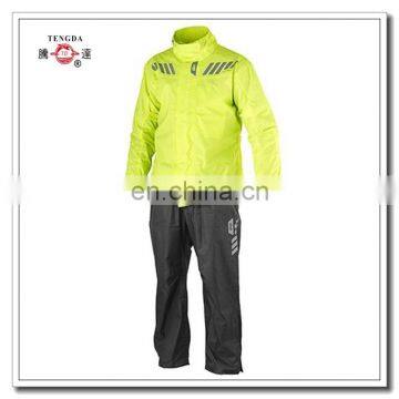 High Visibility rider Rainsuit for motorcycle in flourescent lime yellow